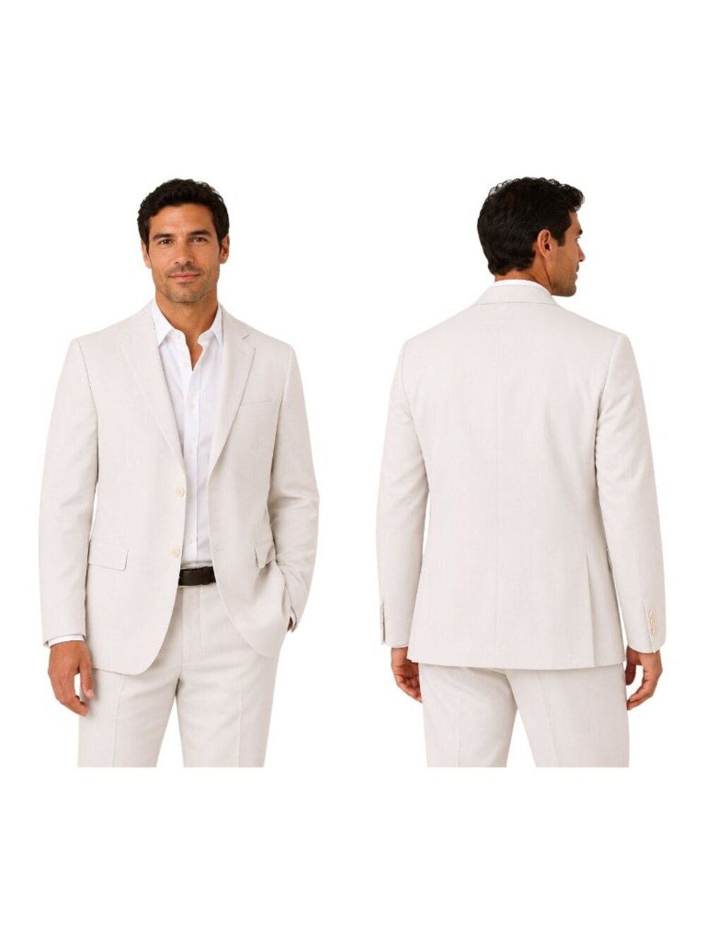 Vintage Men’s White Suit 42R Button Formal Wedding Suit Jacket Pants